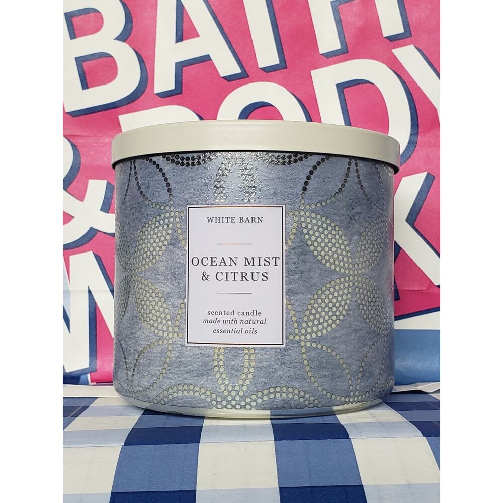 BBW Ocean Mist & Citrus Large 3 Wick Candle Home Fragrance Decor